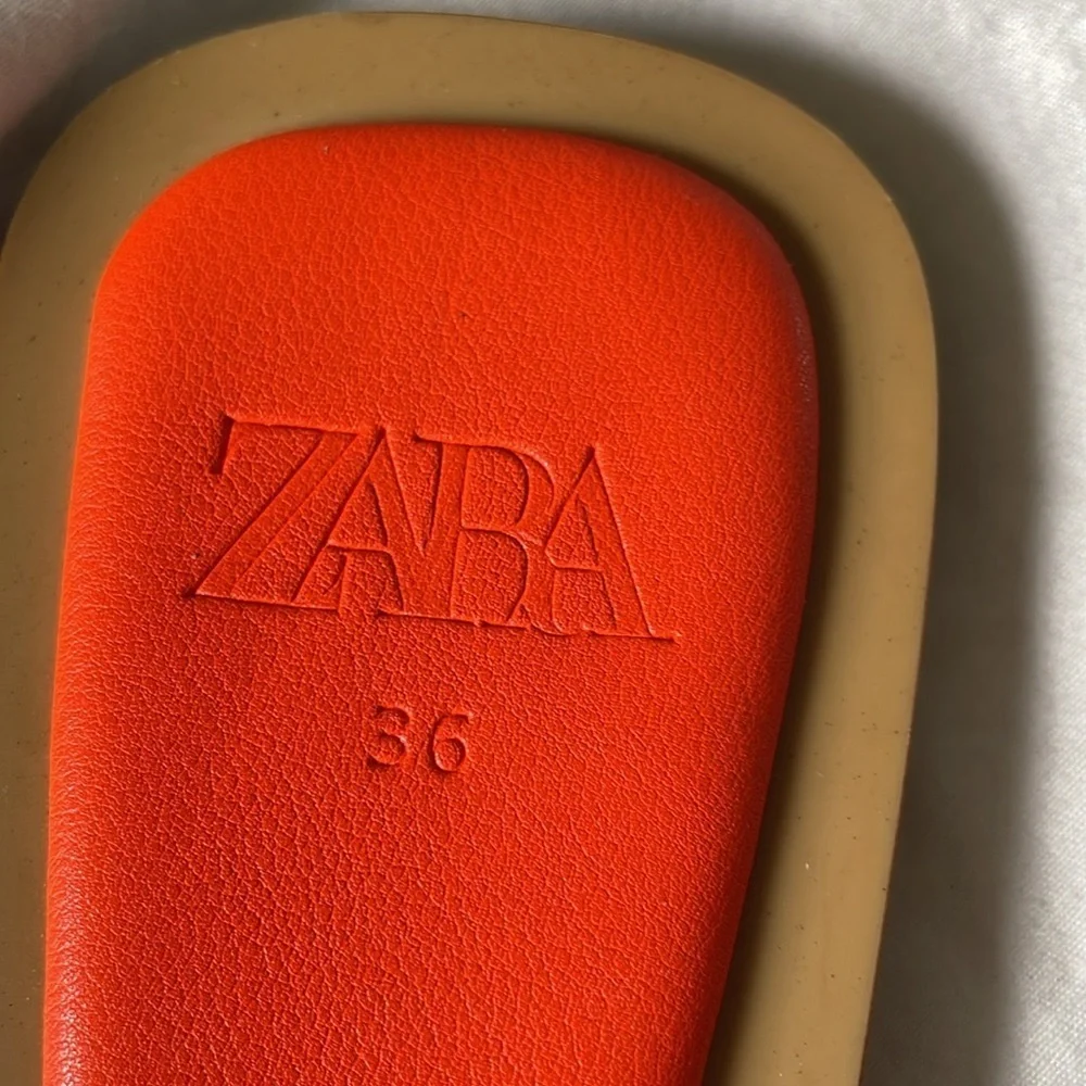 Zara |Orange | Slip On| Crisscross Straps |Sandals | Modern |Slides |Size 36 - Picture 6 of 12